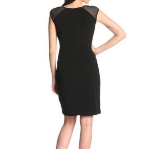 Calvin Klein Mesh Cap-Sleeve Cross-Front Dress - Picture 2 of 5